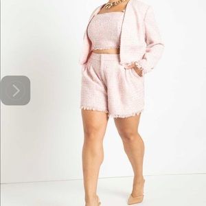 Woman’s plus size 16/18 Eloquii pink tweed look jacket short set 2022 summer
